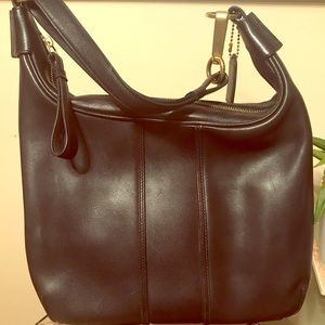 Black leather coach purse